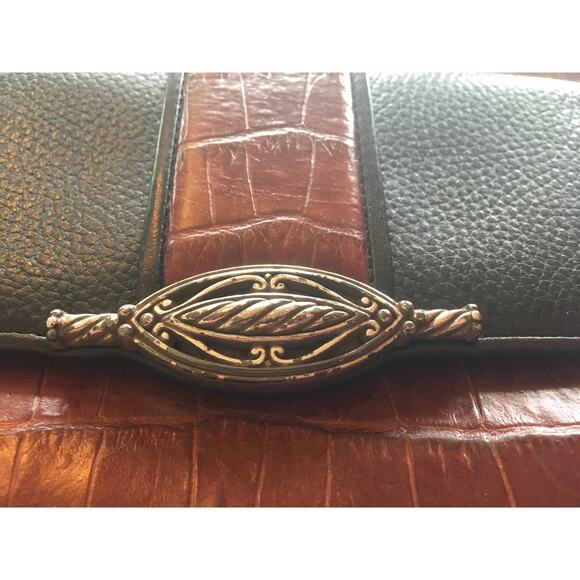 Brighton Clutch Wallet Organizer Croc Embossed Leather Vintage Retired Brown - Picture 11 of 11